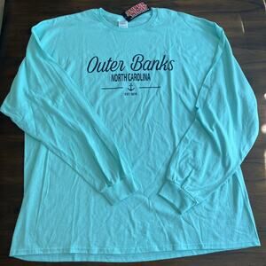 Outer Banks Long Sleeve T-shirt Sz 3XL Light Teal Vacationcore Travel Resort